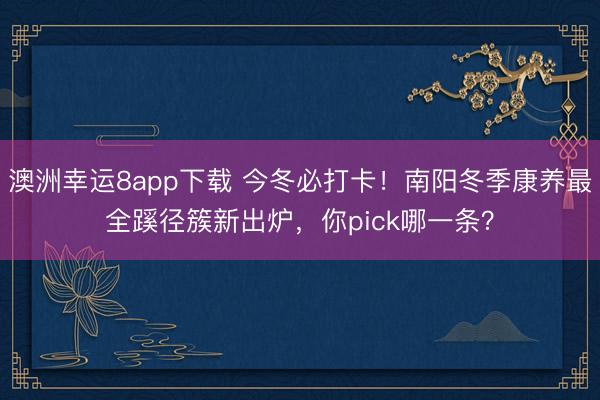 澳洲幸運8app下載 今冬必打卡！南陽冬季康養最全蹊徑簇新出爐，你pick哪一條？